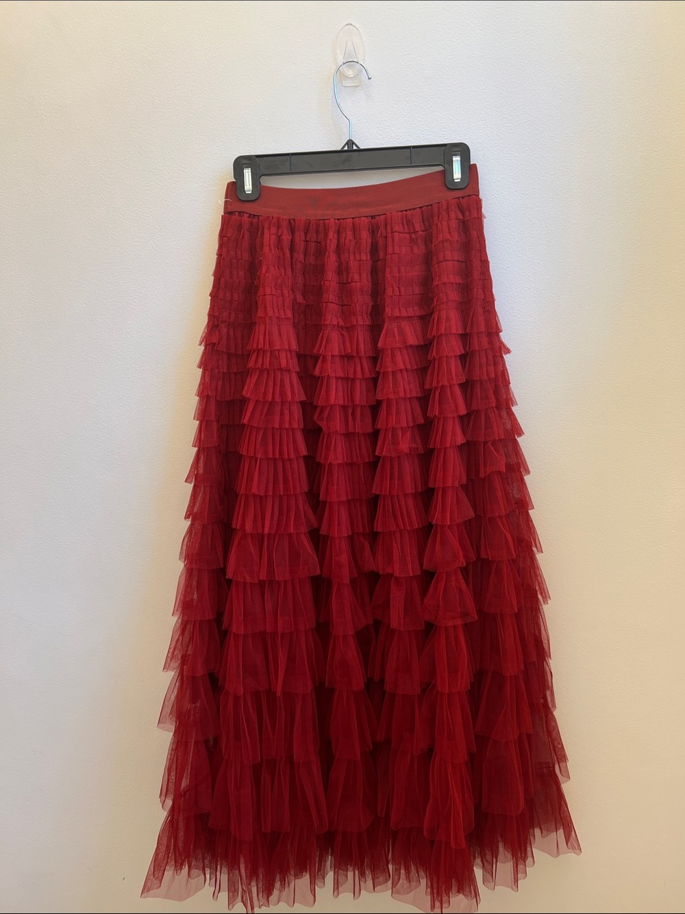 Red Layered Tulle Ballet-core Skirt - Unbranded